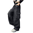 thumbnail image 1 of Boys Girls Cargo Jeans Kids Baggy Elastic Waist Wide Leg Denim Pants with Flap Pockets Streetwear 5-15 Years, 1 of 6