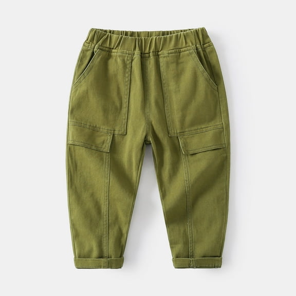 Boys Girls Cargo Pants Green Sweatpants Women Stretchy Relaxed Kids Multi Pocket Athletic Pants for Boys Girls 9-10 Years