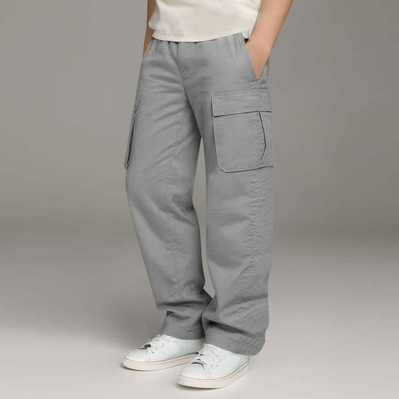 Boys Girls Cargo Pants Kids Water Resistant Hiking Pants Fleece Athletic Active Soft Sweatpants Pull On Casual Pants Joggers Hiking Pants Quick Dry Lightweight Sweatpants