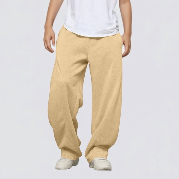 Boys Girls Cargo Trousers Kids Joggers Pants Comfy Casual Fashion Sweatpants with Pockets Elastic Waist Sport Pants for Gym Khaki 8-9 Years