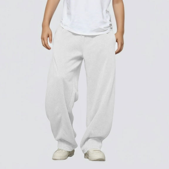 Boys Girls Cargo Trousers Kids Joggers Pants Comfy Casual Fashion Sweatpants with Pockets Elastic Waist Sport Pants for Gym White 8-9 Years