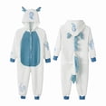 thumbnail image 1 of Boys Girls Cartoon Dragon Cosplay Pajamas, Full Zip Loose Animal Playsuit, Warm Fleece for Halloween Costume Parades Sky Blue 100, 1 of 4
