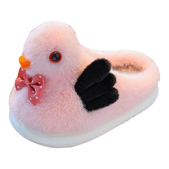 Boys Girls Cartoon Duck Fuzzy Slippers Warm Plush Memory Foam Slippers Non Slip Indoor Platform Slide Shoes Pink Size 13 Little Child