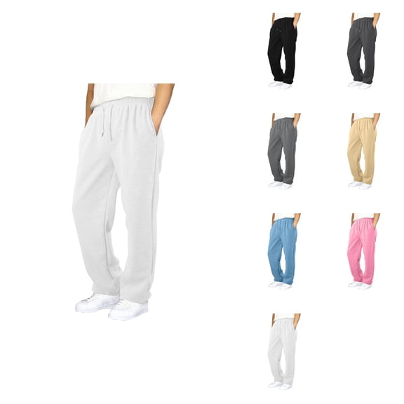 Boys Girls Casual Athletic Joggers, Straight Leg Open Bottom Sweatpants with Pockets, Elastic Waist