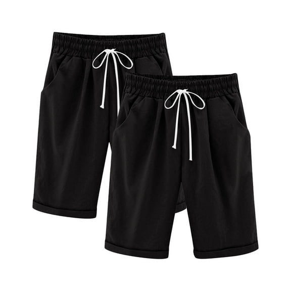 Boys Girls Casual Bermuda Shorts Knee Length High Waisted Summer Comfy Drawstring Short Pants with Pockets for 3-13Years