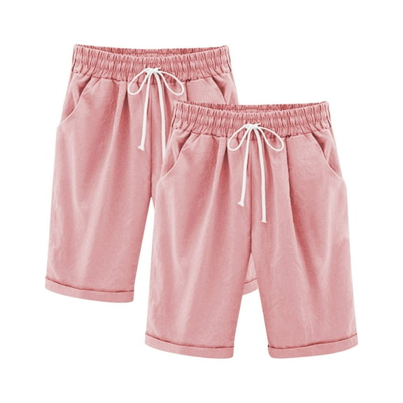 Boys Girls Casual Bermuda Shorts Knee Length High Waisted Summer Comfy Drawstring Short Pants with Pockets for 3-13Years