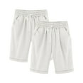 thumbnail image 1 of Boys Girls Casual Bermuda Shorts Knee Length High Waisted Summer Comfy Drawstring Short Pants with Pockets for 3-13Years, 1 of 3
