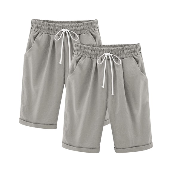 Boys Girls Casual Bermuda Shorts Knee Length High Waisted Summer Comfy Drawstring Short Pants with Pockets for 3-13Years