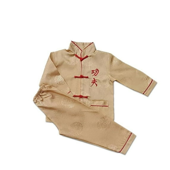 Boys Girls Chinese Traditional Pants Set Teen Button Down Satin ??ilk Shirts ??unar Chinese New Year Cozy Pants Set