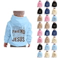 thumbnail image 1 of Boys Girls Christian Hoodies Bible Verse Long Sleeve Graphic Hooded Sweatshirt with Pockets Kids Pullover Tops, 1 of 1