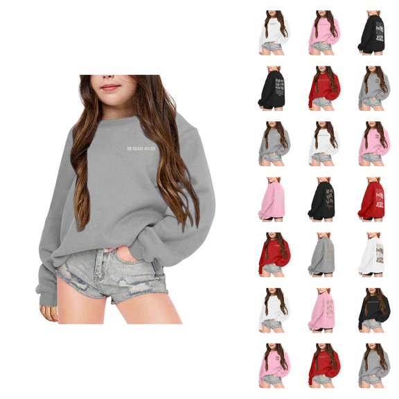 Boys Girls Christian Sweatshirts 2025 Long Sleeve Crewneck Bible Verse Graphic Sweatshirt Kids Pullover Tops