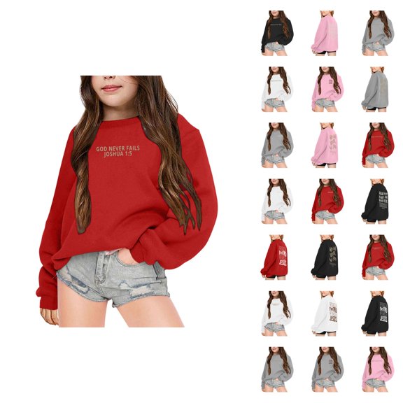 Boys Girls Christian Sweatshirts Crewneck Long Sleeve Bible Verse Graphic Sweatshirt Kids Pullover Tops