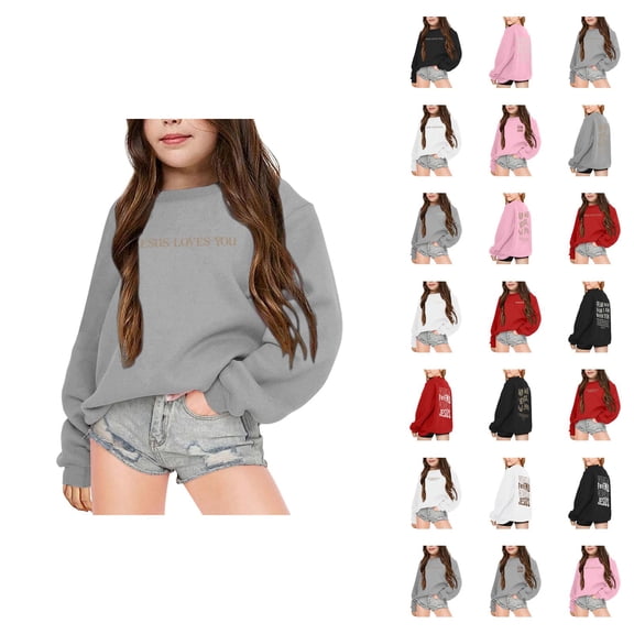 Boys Girls Christian Sweatshirts Crewneck Long Sleeve Bible Verse Graphic Sweatshirt Kids Pullover Tops