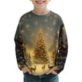 thumbnail image 1 of Boys Girls Christmas Top Kids' Christmas Tree Printed T-shirt Long Sleeve Crew Neck Pullover Festive Holiday Shirt, 1 of 7