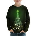 thumbnail image 1 of Boys Girls Christmas Top Kids' Christmas Tree Printed T-shirt Long Sleeve Crew Neck Pullover Festive Holiday Shirt, 1 of 7