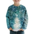 thumbnail image 1 of Boys Girls Christmas Top Kids' Christmas Tree Printed T-shirt Long Sleeve Crew Neck Pullover Festive Holiday Shirt, 1 of 7