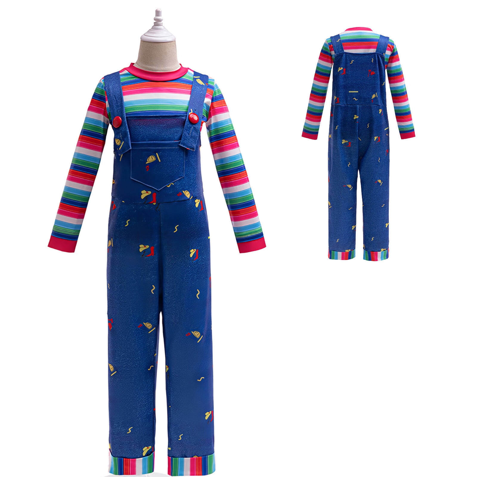 Boys Girls Chucky Costume Jumpsuit Halloween Cosplay Overalls Outfit