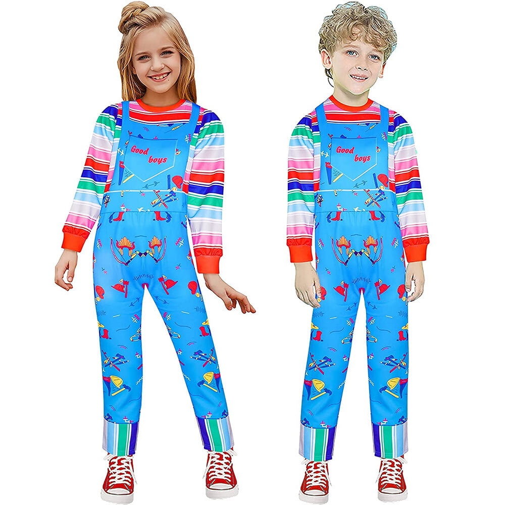 Kids Creepy Scary Chucky Costume Jumpsuit Halloween, Cosplay, Dress Up
