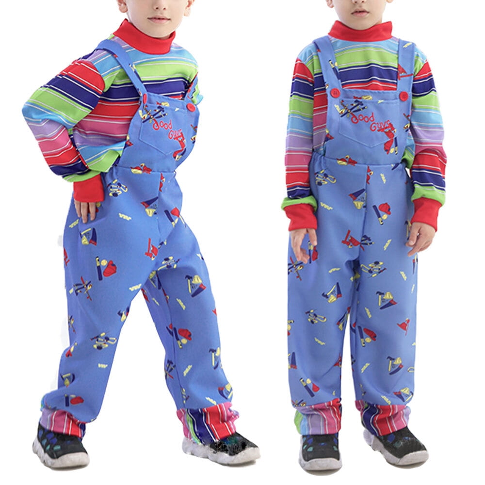 Boys Girls Chucky Costume Jumpsuit Halloween Doll Cosplay Dress Up