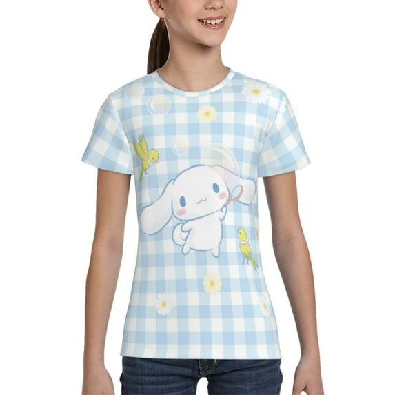 Boys Girls Cinnamoroll Shirt Graphic T-Shirt Crewneck Short Sleeve 3d Colorful Tops Tees