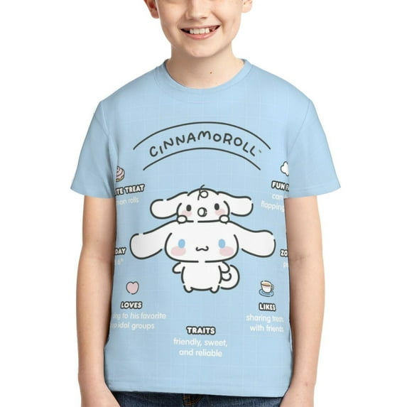 Boys Girls Cinnamoroll Shirt Graphic T-Shirt Crewneck Short Sleeve 3d Colorful Tops Tees