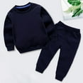 thumbnail image 1 of Boys Girls Clothes Winter Solid Long Sleeve Pullover Sweatshirt Pants 2Pcs Sweatsuit (Navy 9-10 Years), 1 of 2