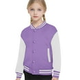 thumbnail image 1 of Boys Girls Color Block Baseball Jacket Long Sleeve Sporty Style Lightweight Coat For Spring Autumn Casual Outerwear,Size:13-14 Years, 1 of 3