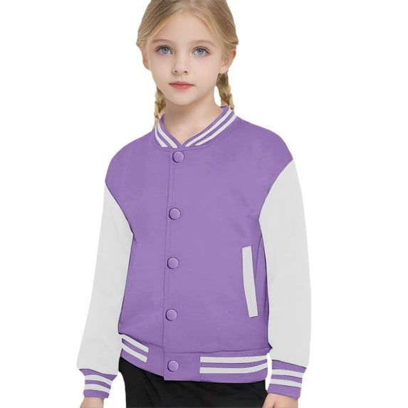 Boys Girls Color Block Baseball Jacket Long Sleeve Sporty Style Lightweight Coat For Spring Autumn Casual Outerwear,Size:2-3 Years