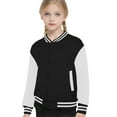 thumbnail image 1 of Boys Girls Color Block Baseball Jacket Long Sleeve Sporty Style Lightweight Coat For Spring Autumn Casual Outerwear,Size:5-6 Years, 1 of 3