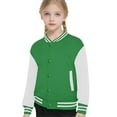 thumbnail image 1 of Boys Girls Color Block Baseball Jacket Plush Lined Long Sleeve Warm Sporty Coat For Autumn Winter Casual Outerwear,Size:3-4 Years, 1 of 4
