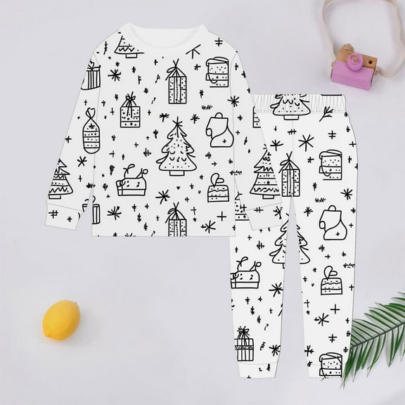 Boys Girls Color Your own Pajamas Kid DIY Homewear Set Long Sleeve 2 Piece Pajamas Set Cute Funny Cartoon Print Cotton Pajamas to Color Fashion Pajamas Set for Kids 7-8 Years