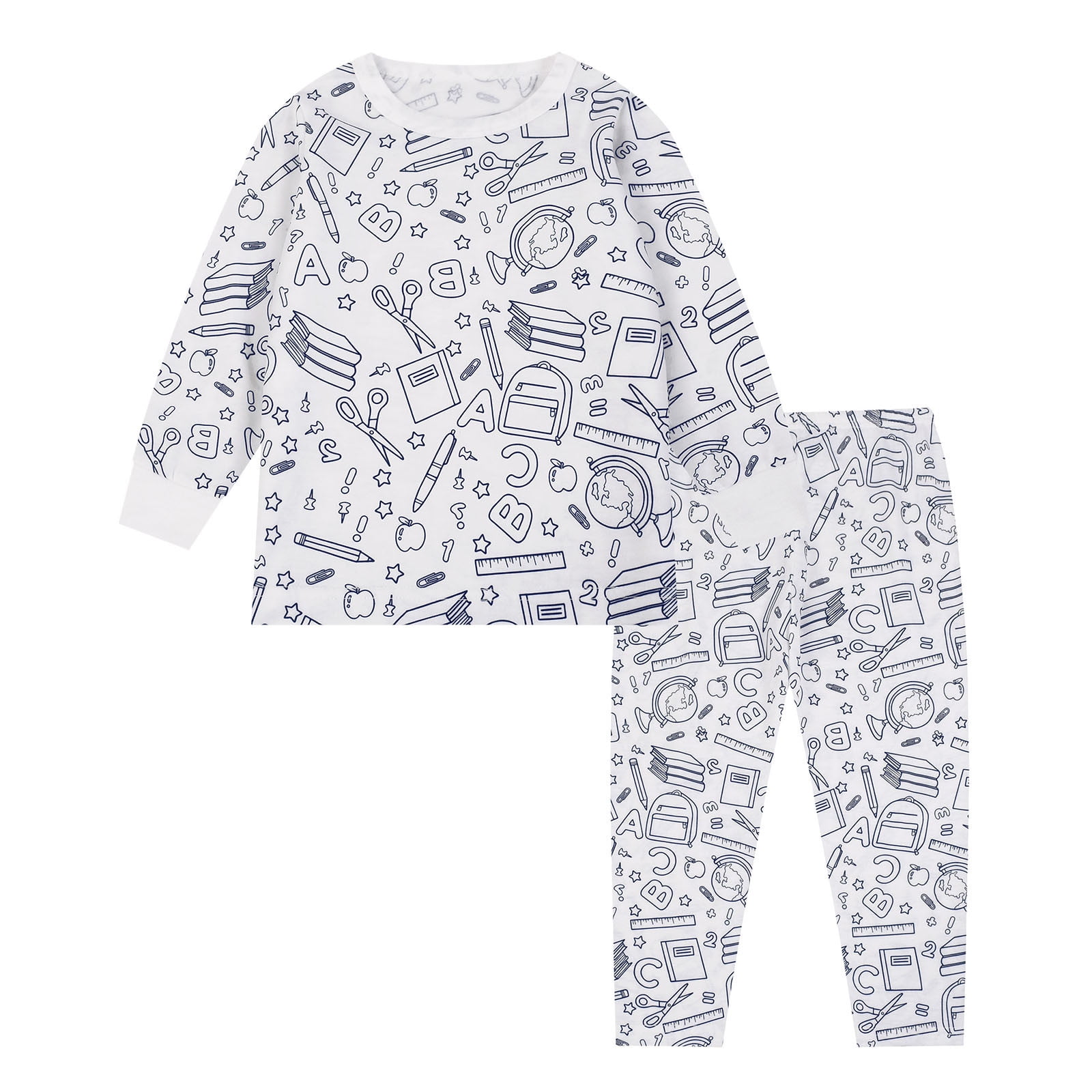 Boys Girls Coloring Pajamas DIY Pajamas Set Long Sleeve 2 Piece Pajamas