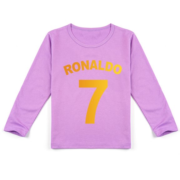 Boys & Girls Comfy Cristiano Ronaldo Long Sleeve T-shirt, Printed Cotton for Seasonal Fun
