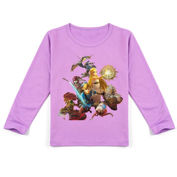 Boys & Girls Comfy The Legend of Zelda Long Sleeve T-shirt, Printed Cotton for Seasonal Fun