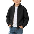 thumbnail image 1 of Boys Girls Corduroy Jackets Solid Color Zipper Long Sleeve Stand Collar Outerwear Kids Fall Winter Trendy Casual Outfits Black 8-9 Years, 1 of 7