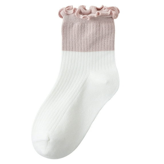 Boys & Girls Cotton Crew Socks Size 0-12 Toddlers Kids Casual Color-Block Stretchy Comfort Ruffle Boot Sock Summer
