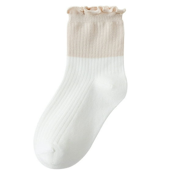 Boys & Girls Cotton Crew Socks Size 0-12 Toddlers Kids Casual Color-Block Stretchy Comfort Ruffle Boot Sock Summer