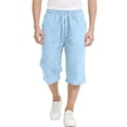 thumbnail image 1 of Boys Girls Cotton Linen Capri Pants Elastic Waist Wide Legs Capris with Pockets Loose Workout Copped Pants, 1 of 6