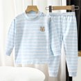 thumbnail image 1 of Boys Girls Cotton Outfits 2 Piece Set Comfortable Round Neck Casual Loungewear For Toddlers Kids Elastic Waist Soft Fabric Everyday Home Wear Blue 5-6 Years, 1 of 7