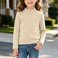 thumbnail image 1 of Boys Girls Cotton T Shirts Kids Crewneck Tops Comfort Long Sleeve Basic Tees Beige 11-12 Years, 1 of 7