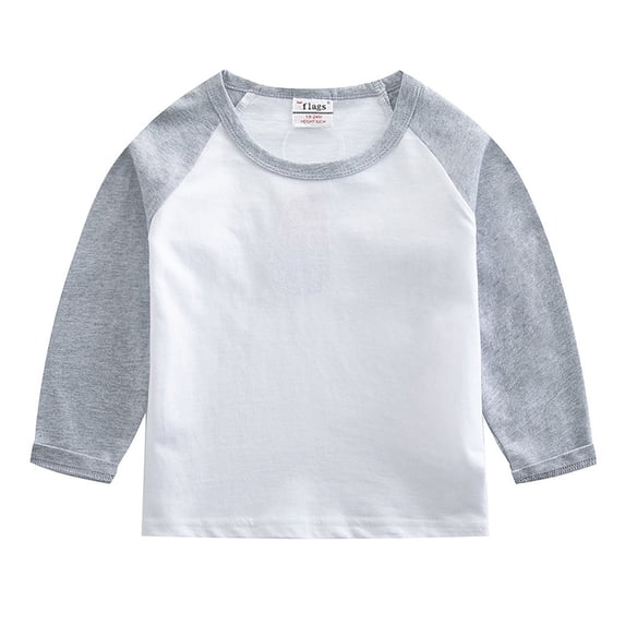 Boys Girls Cotton T-shirts Kids Raglan Long Sleeve Tops Spring Fall Winter Basic Tee Crew Neck Tshirts (9-10 Years, Gray)