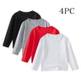 thumbnail image 1 of Boys Girls Cotton T-shirts Pack, 4 Pcs Casual Sweatshirt Crewneck Long Sleeve Tops for Toddlers Kids 1-11 Years (2 Years, 4PCS-G), 1 of 7