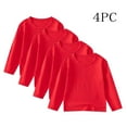 thumbnail image 1 of Boys Girls Cotton T-shirts Pack, 4 Pcs Casual Sweatshirt Crewneck Long Sleeve Tops for Toddlers Kids 1-11 Years (6 Years, Red|4PCS), 1 of 7