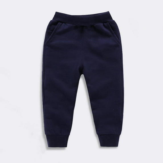 Boys Girls Cotton Toddler Sweatpants School Sports Joggers Pants with Pocket Drawstring for Kids Navy 3-4 Years
