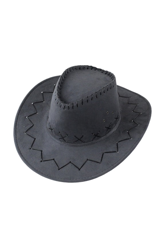 Boys Girls Cowboy Hat Suede Wide Brim for Outdoor Adventures and Photo Props - One Hat