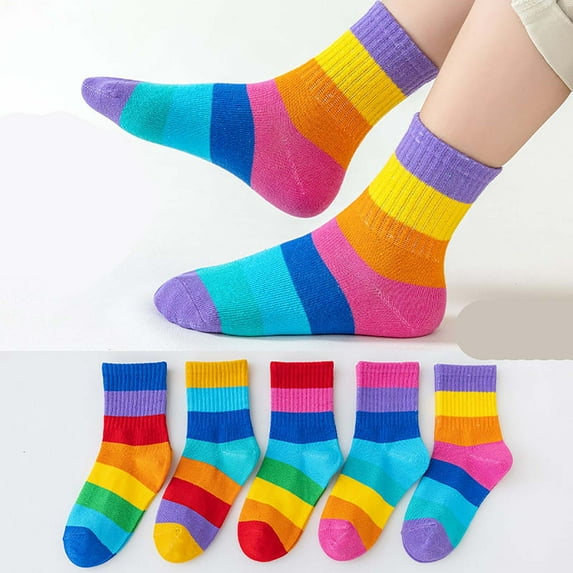Boys & Girls Crew Socks 20 Pack 1-12 Years Toddlers Kids Cute Color-Block Breathable Multipack Ankle Sock
