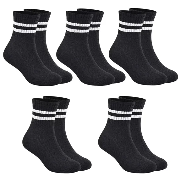Boys & Girls Crew Socks - Cotton Athletic Socks, 5 Pairs (1-12 Years)