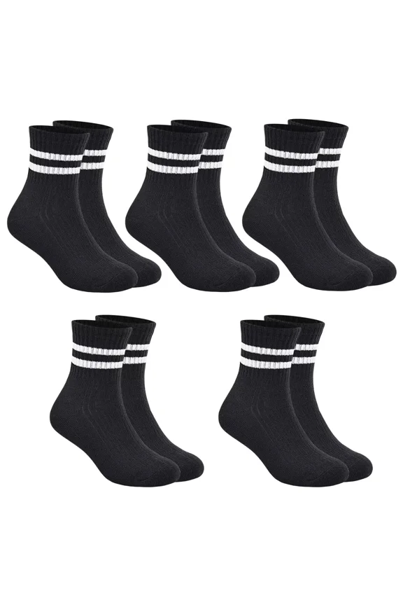 Boys & Girls Crew Socks - Cotton Athletic Socks, 5 Pairs (1-12 Years)