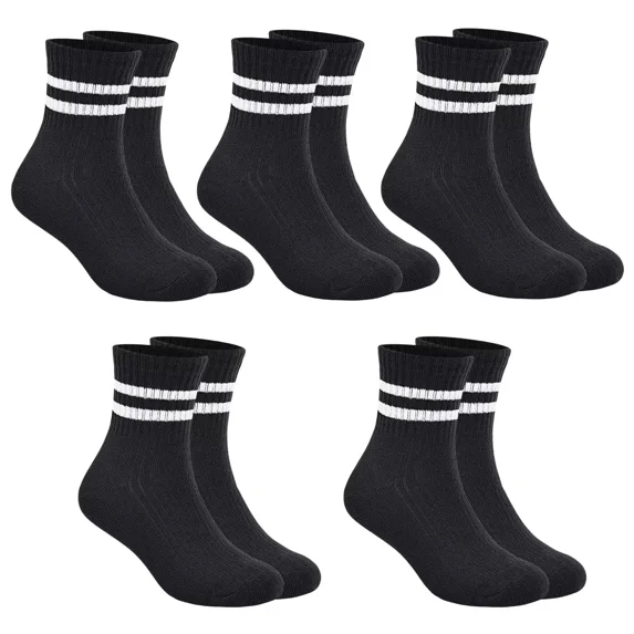 Boys & Girls Crew Socks - Cotton Athletic Socks, 5 Pairs (1-12 Years)