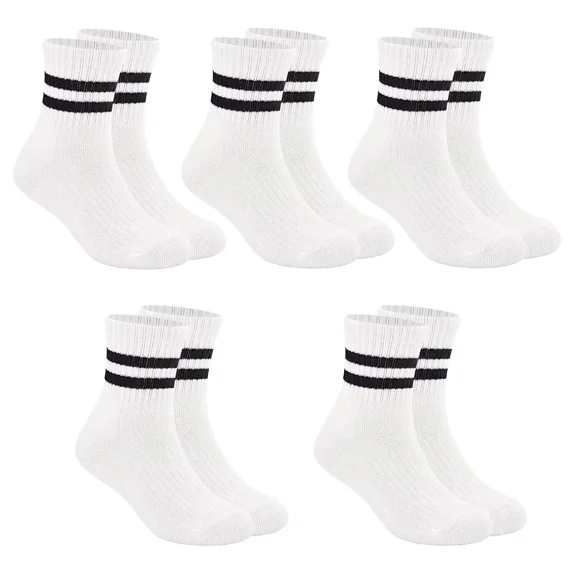 Boys & Girls Crew Socks - Cotton Athletic Socks, 5 Pairs (1-12 Years)